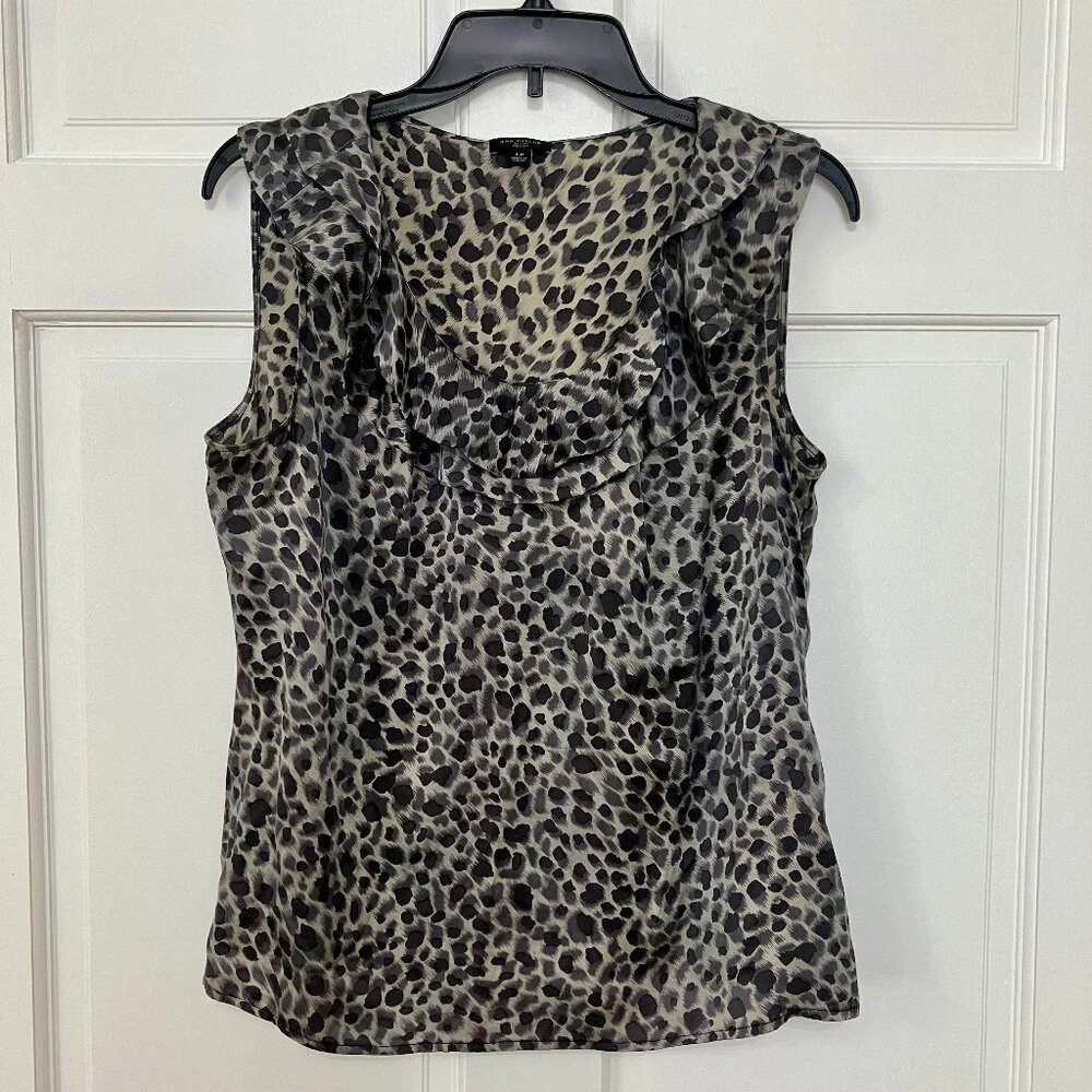 Ann Taylor Leopard Print Sleeveless Blouse in Gray and Black